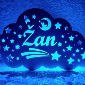 Lesena LED lučka - OBLAKEC